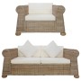 Conjunto de sofás 2 piezas con cojines ratán natural by , Sofas - Ref: Foro24-278601, Price: 961,95 €, Discount: %
