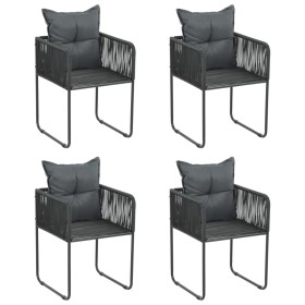 Sillas de jardín con cojines 4 unidades ratán sintético negro by , Garden chairs - Ref: Foro24-313107, Price: 265,51 €, Disco...