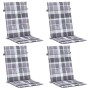 Cojín silla jardín respaldo alto 4 uds cuadros gris 120x50x3 cm by , Cushions for chairs and sofas - Ref: Foro24-314129, Pric...