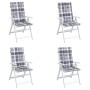 Cojín silla jardín respaldo alto 4 uds cuadros gris 120x50x3 cm by , Cushions for chairs and sofas - Ref: Foro24-314129, Pric...