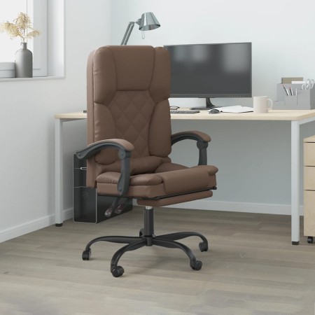 Silla de oficina reclinable masaje cuero sintético marrón de , Sillas de oficina - Ref: Foro24-349688, Precio: 144,86 €, Desc...