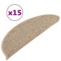 Alfombrilla autoadhesiva escalera 15 uds beige oscuro 56x17x3cm de vidaXL, Alfombrillas para escalones - Ref: Foro24-326896, ...