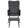 Mecedora con taburete cuero auténtico gris de , Mecedoras - Ref: Foro24-339697, Precio: 138,93 €, Descuento: %