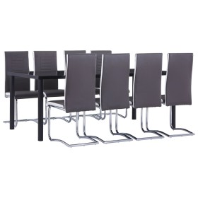 Juego de comedor 9 piezas cuero sintético gris de , muebles para cocinas y comedores - Ref: Foro24-3053151, Precio: 776,92 €,...