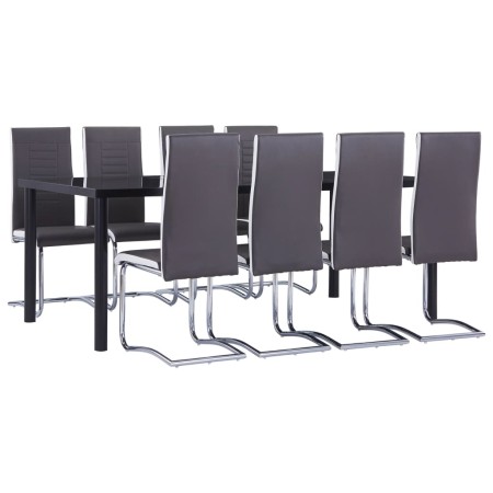 Juego de comedor 9 piezas cuero sintético gris de , muebles para cocinas y comedores - Ref: Foro24-3053151, Precio: 776,92 €,...