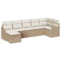 Conjunto de sofá de jardín con cojín 7 pcs Beige Poliratán