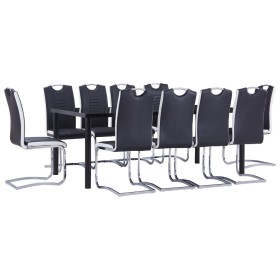 Juego de comedor 11 piezas cuero sintético negro de , muebles para cocinas y comedores - Ref: Foro24-3053164, Precio: 1,00 €,...