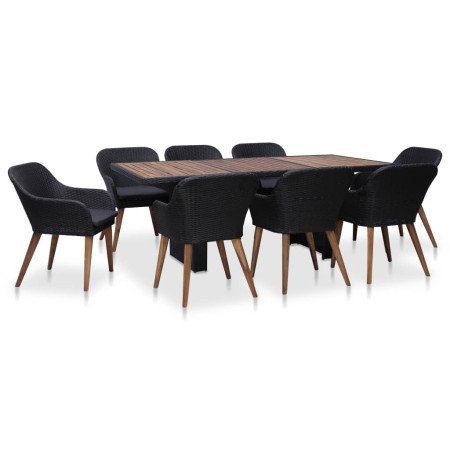 Set comedor de jardín 9 piezas y cojines ratán sintético negro by , Garden sets - Ref: Foro24-3057813, Price: 1,00 €, Discoun...