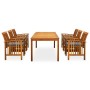 Set comedor de jardín 7 pzas y cojines madera maciza de acacia by , Garden sets - Ref: Foro24-3058092, Price: 866,32 €, Disco...