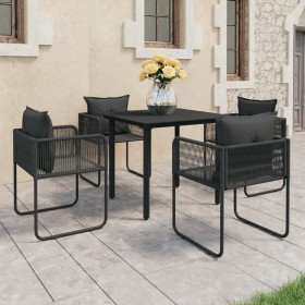 Set de comedor de jardín de 5 piezas PVC ratán negro de , Conjuntos de jardín - Ref: Foro24-3060095, Precio: 342,33 €