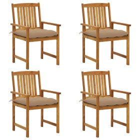 Sillas de jardín con cojines 4 unidades madera maciza de acacia by , Garden chairs - Ref: Foro24-3061204, Price: 324,57 €, Di...