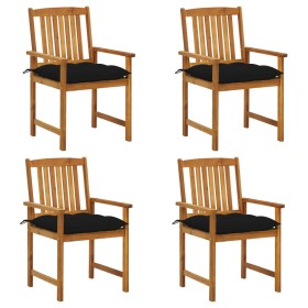 Sillas de jardín con cojines 4 unidades madera maciza de acacia de , Sillas de jardín - Ref: Foro24-3061212, Precio: 323,72 €...