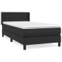 Cama box spring con colchón cuero sintético negro 80x200 cm