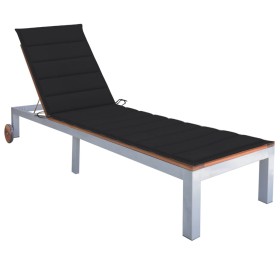 Tumbona con cojín madera maciza de acacia y acero galvanizado de , Tumbonas - Ref: Foro24-3061549, Precio: 270,60 €, Descuent...