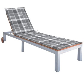 Tumbona con cojín madera maciza de acacia y acero galvanizado de , Tumbonas - Ref: Foro24-3061556, Precio: 273,07 €, Descuent...