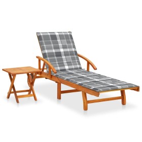 Tumbona de jardín con mesa y cojín madera maciza de acacia de , Tumbonas - Ref: Foro24-3061631, Precio: 228,48 €, Descuento: %
