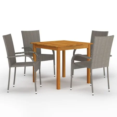 Juego de comedor para jardín 5 piezas gris de vidaXL, Conjuntos de jardín - Ref: Foro24-3067694, Precio: 298,91 €, Descuento: %