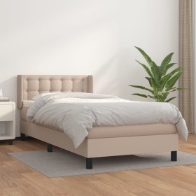 Cama box spring con colchón cuero sintético capuchino 80x200 cm en Camas y somieres | Comprar online en Foro24