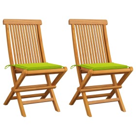 Sillas de jardín 2 uds con cojines verde brillante madera teca de , Sillas de jardín - Ref: Foro24-3062471, Precio: 137,50 €,...