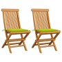 Sillas de jardín 2 uds con cojines verde brillante madera teca de , Sillas de jardín - Ref: Foro24-3062471, Precio: 137,50 €,...