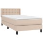 Cama box spring con colchón cuero sintético capuchino 80x200 cm