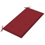 Banco de jardín madera maciza teca con cojín rojo tinto 112 cm de , Bancos de jardín - Ref: Foro24-3062658, Precio: 157,49 €