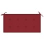 Banco de jardín madera maciza teca con cojín rojo tinto 112 cm de , Bancos de jardín - Ref: Foro24-3062658, Precio: 157,49 €