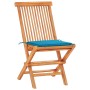 Set de bistró 3 piezas con cojines azul madera maciza teca von , Gartensets - Ref: Foro24-3063229, Preis: 187,26 €, Rabatt: %