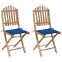 Sillas de jardín plegables 2 unidades bambú con cojines by , Garden chairs - Ref: Foro24-3063991, Price: 114,21 €, Discount: %