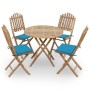 Set de comedor exterior plegable 5 piezas con cojines bambú von , Gartensets - Ref: Foro24-3063964, Preis: 263,49 €, Rabatt: %