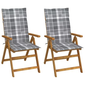 Sillas de jardín reclinables 2 uds madera maciza acacia cojines de , Sillas de jardín - Ref: Foro24-3064073, Precio: 172,67 €...
