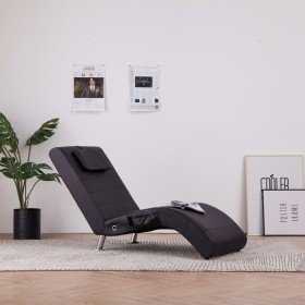 Diván de masaje con almohada de cuero artificial marrón de , Divanes - Ref: Foro24-281286, Precio: 229,10 €, Descuento: %