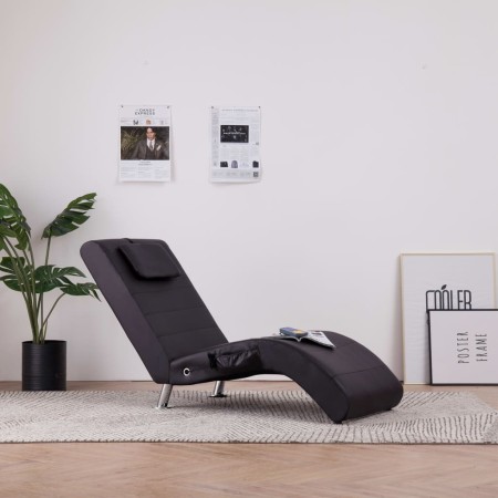 Diván de masaje con almohada de cuero artificial marrón de , Divanes - Ref: Foro24-281286, Precio: 229,10 €, Descuento: %