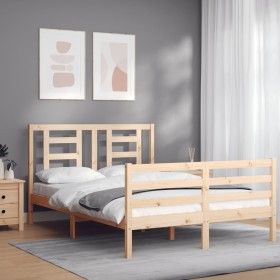 Bettgestell mit Massivholzkopfteil 140x200 cm von vidaXL, Betten und Lattenroste - Ref: Foro24-3194701, Preis: 122,61 €, Raba...