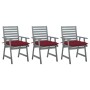 Sillas comedor de jardín 3 uds madera maciza acacia y cojines von , Gartenstühle - Ref: Foro24-3064452, Preis: 296,22 €, Raba...