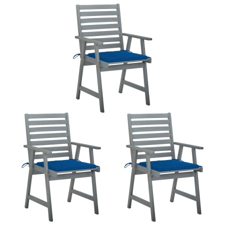 Sillas comedor de jardín 3 uds madera maciza acacia y cojines by , Garden chairs - Ref: Foro24-3064438, Price: 295,46 €, Disc...