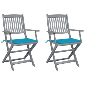 Sillas de jardín plegables 2 uds cojines madera maciza acacia de , Sillas de jardín - Ref: Foro24-3064486, Precio: 119,51 €, ...