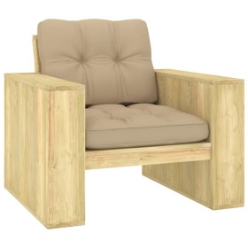 Silla de jardín y cojines beige madera pino impregnada de , Sillas de jardín - Ref: Foro24-3065744, Precio: 174,31 €, Descuen...