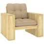 Silla de jardín y cojines beige madera pino impregnada de , Sillas de jardín - Ref: Foro24-3065744, Precio: 174,31 €, Descuen...