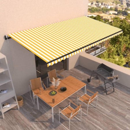 Toldo retráctil automático amarillo y blanco 600x350 cm by , Awnings - Ref: Foro24-3069248, Price: 726,23 €, Discount: %