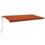 Toldo automático LED sensor de viento naranja marrón 600x350 cm by , Awnings - Ref: Foro24-3069255, Price: 1,00 €, Discount: %