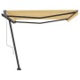 Toldo de pie automático amarillo y blanco 400x350 cm