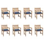 Sillas de jardín 8 uds madera maciza de teca cojines azul royal by , Garden chairs - Ref: Foro24-3073068, Price: 1,00 €, Disc...