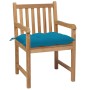 Sillas de jardín con cojines 4 uds madera de teca azul claro by , Garden chairs - Ref: Foro24-3073023, Price: 607,41 €, Disco...