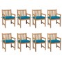 Sillas de jardín 8 uds madera maciza de teca cojines azul claro von , Gartenstühle - Ref: Foro24-3073077, Preis: 1,00 €, Raba...