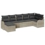 Conjunto de sofá de jardín con cojín 7 pcs Gris claro Poliratán