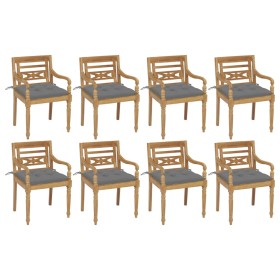 Sillas Batavia 8 unidades madera maciza de teca con cojines de , Sillas de jardín - Ref: Foro24-3073365, Precio: 1,00 €, Desc...