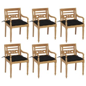 Sillas Batavia 6 unidades madera maciza de teca con cojines von , Gartenstühle - Ref: Foro24-3073344, Preis: 760,73 €, Rabatt: %