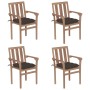 Sillas de jardín apilables 4 uds madera maciza teca con cojines von , Gartenstühle - Ref: Foro24-3073402, Preis: 507,97 €, Ra...