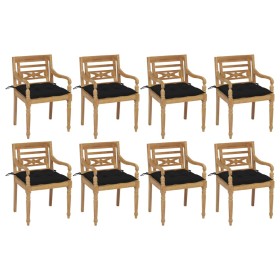Sillas Batavia 8 unidades madera maciza de teca con cojines de , Sillas de jardín - Ref: Foro24-3073371, Precio: 1,00 €, Desc...